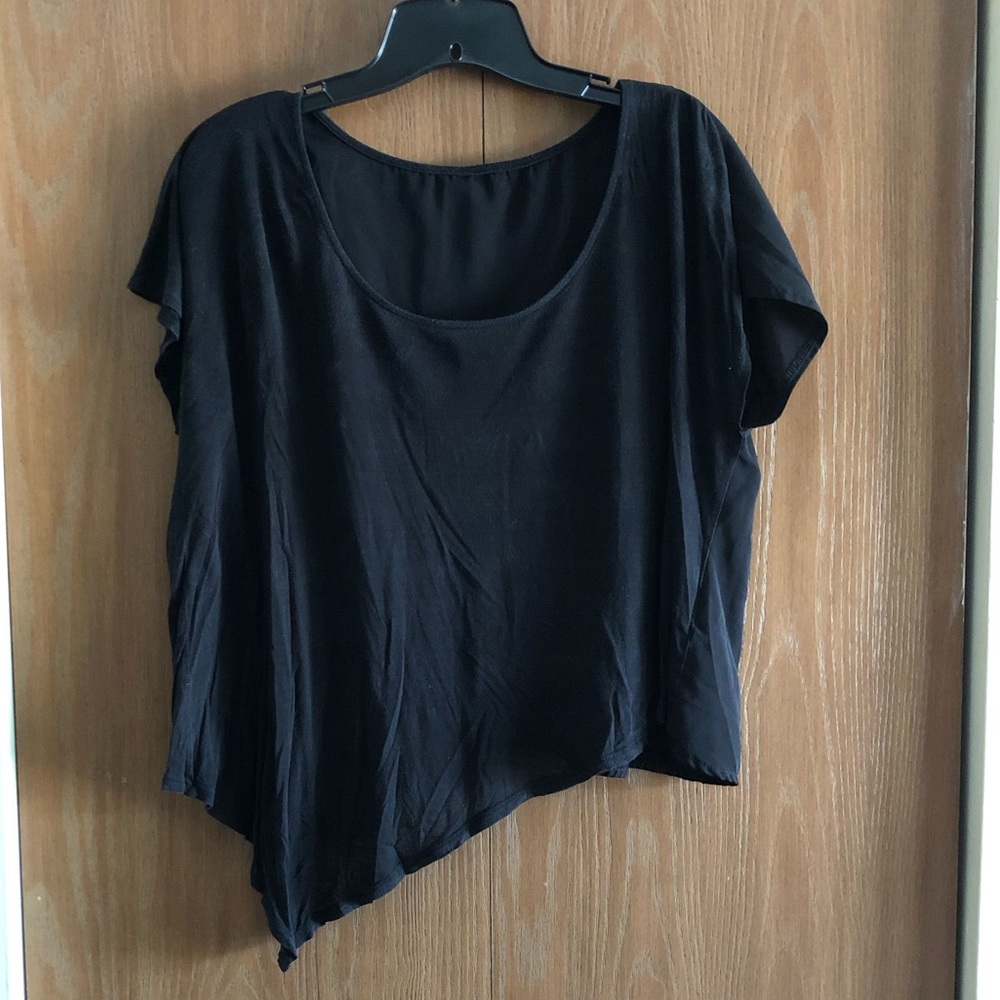 Cute asymmetric split back top